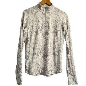 Sugoi 1/4 Zip Athletic Pullover Sweater White w/ Grey Print Women’s Size Medium